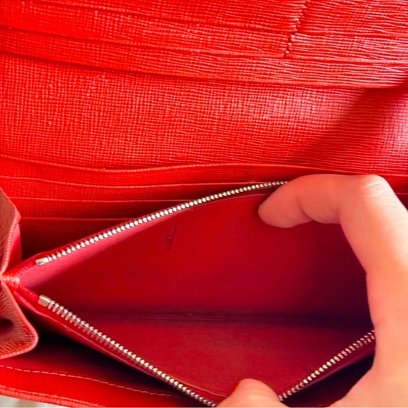 Fendi Roma Flowerland Continental Red Leather Wallet EUC - Picture 11 of 12